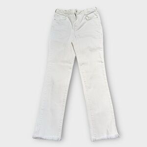 Pilcro Anthropologie White Frayed Bottom high rise Cigarette Jeans 28